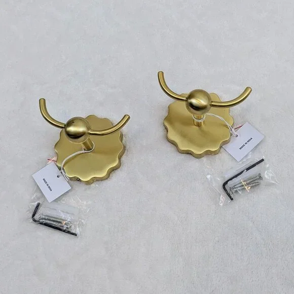 NWT Anthropologie Wiggle Bath Hook Set (2) in Brass - Picture 6 of 10